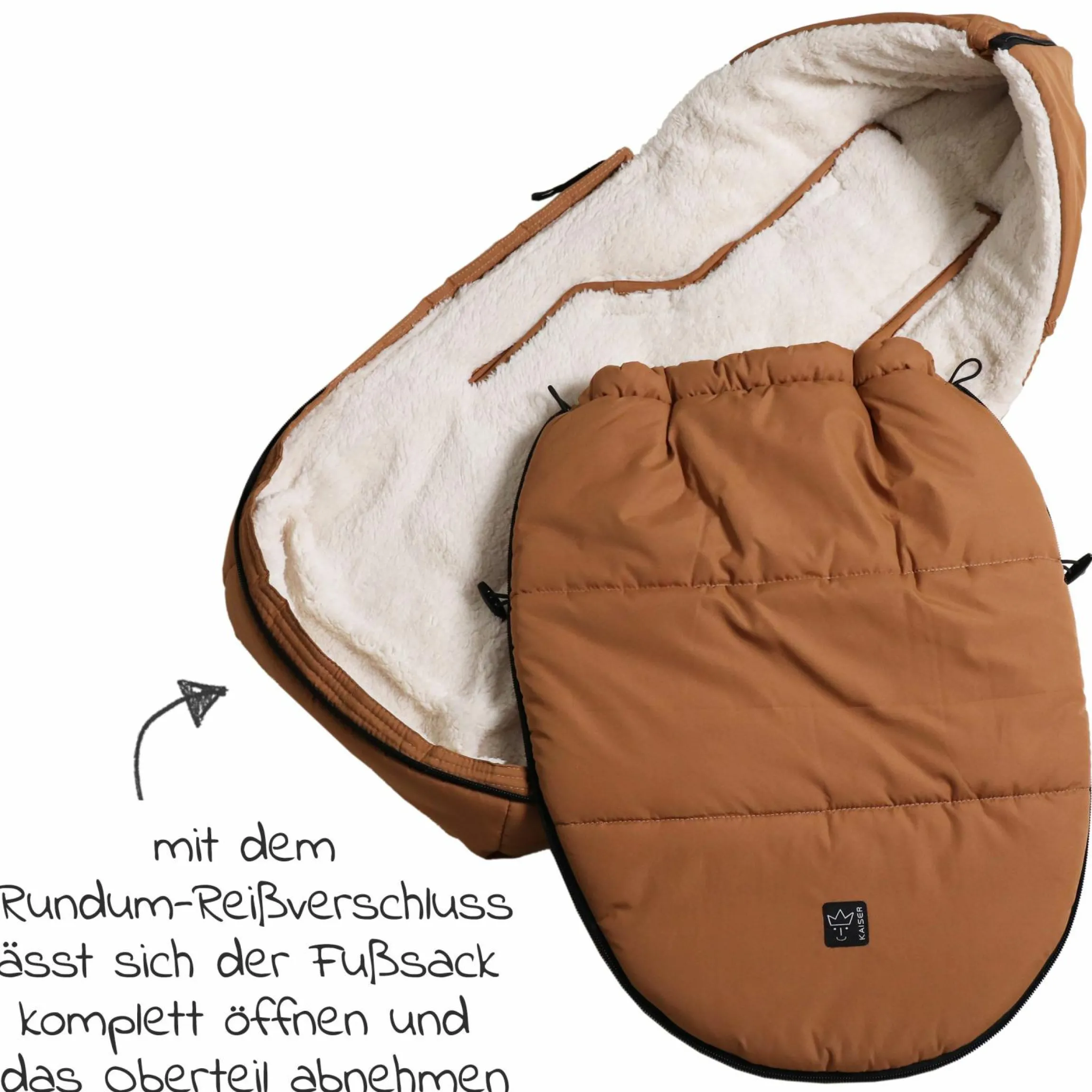 Fleece-Fußsack Hoody 2.0 für Babyschale und Babywanne - Camel