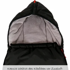 Fleece-Fußsack Hoody für Babyschalen und Babywannen - Schwarz