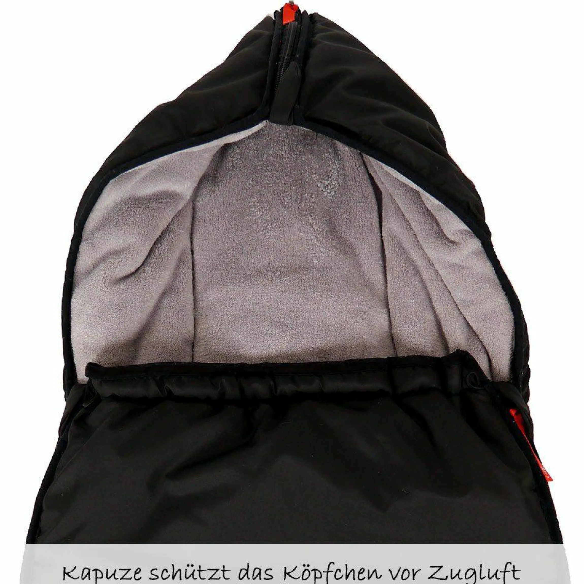 Fleece-Fußsack Hoody für Babyschalen und Babywannen - Schwarz