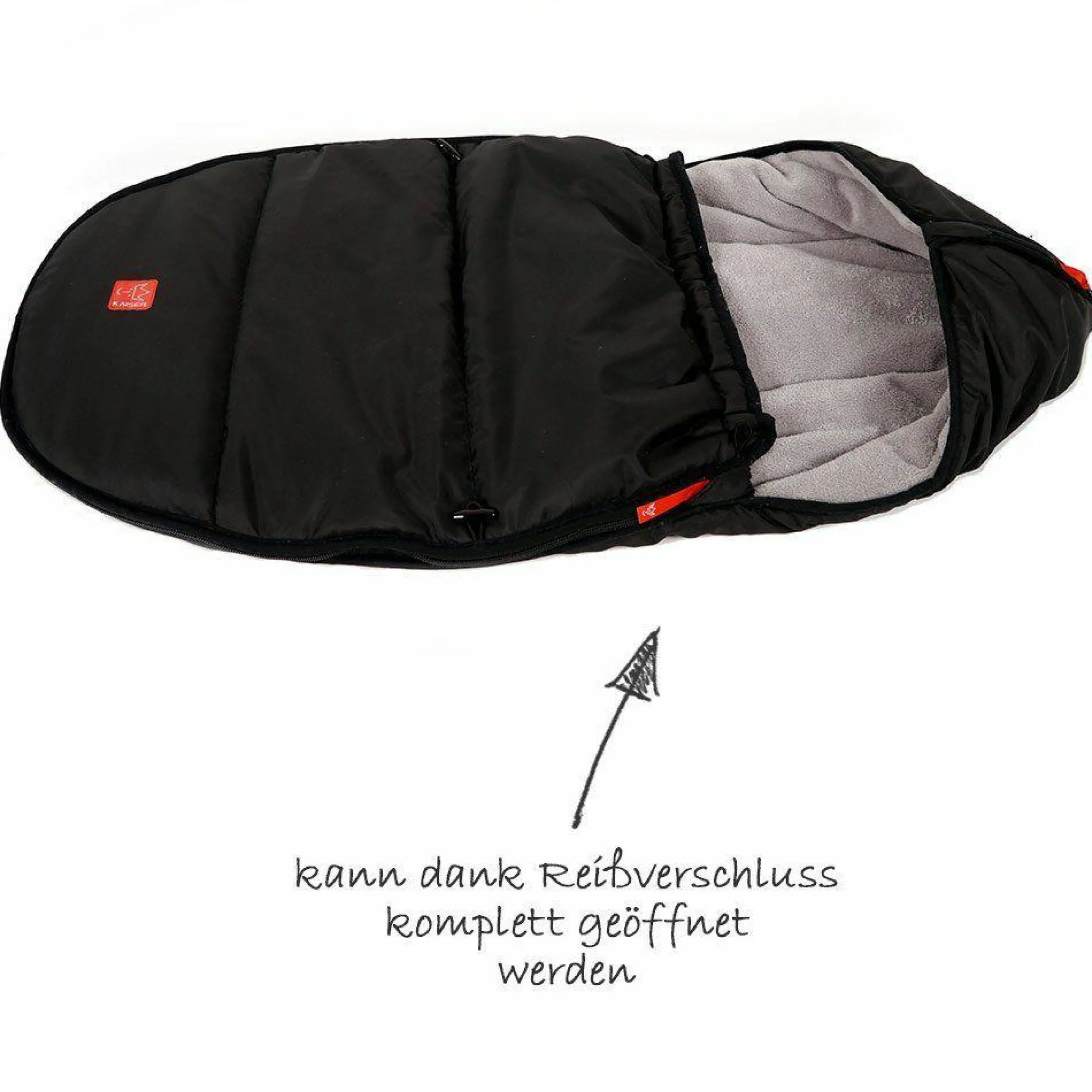 Fleece-Fußsack Hoody für Babyschalen und Babywannen - Schwarz