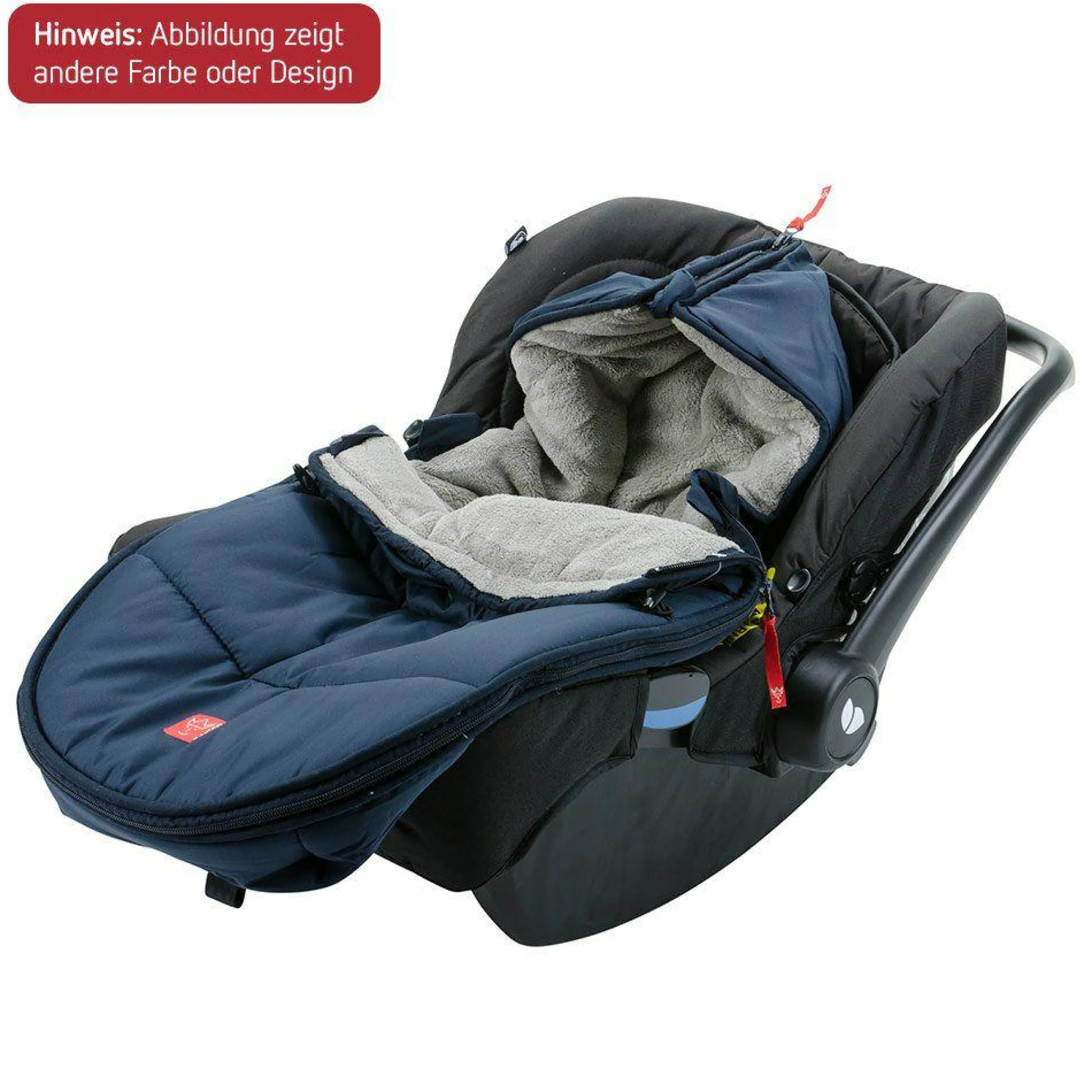 Fleece-Fußsack Hoody für Babyschalen und Babywannen - Schwarz