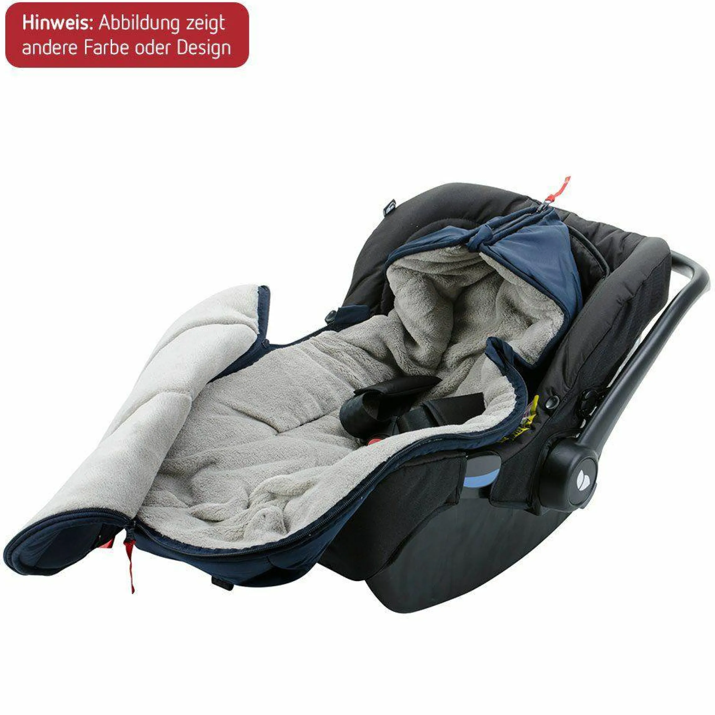 Fleece-Fußsack Hoody für Babyschalen und Babywannen - Schwarz
