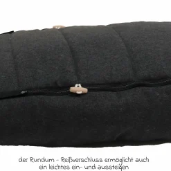 Fleece-Fußsack Hoody Maus Wool Fütterung aus 100% Schurwolle für Babyschalen und Babywanne - Dark Shadow