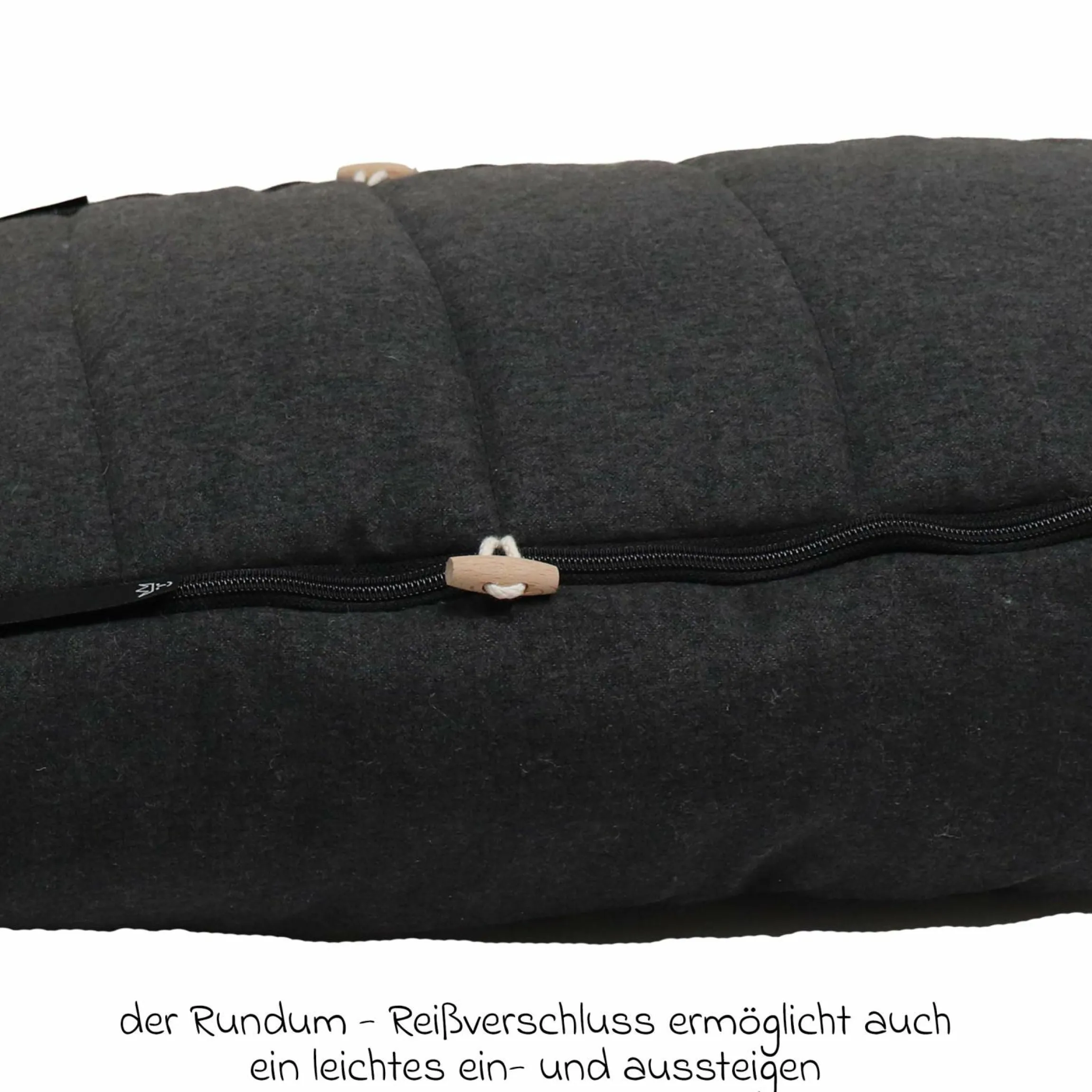 Fleece-Fußsack Hoody Maus Wool Fütterung aus 100% Schurwolle für Babyschalen und Babywanne - Dark Shadow