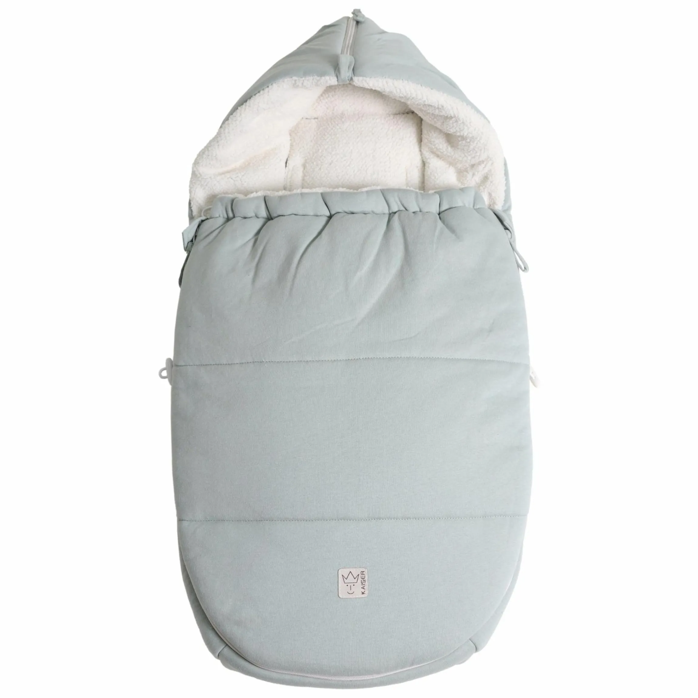 Fleece-Fußsack Jersey Hood für Babyschalen und Babywannen - Slit Green