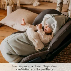 Fleece-Fußsack Jersey Hood für Babyschalen und Babywannen - Slit Green