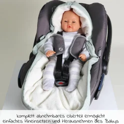 Fleece-Fußsack Jersey Hood für Babyschalen und Babywannen - Slit Green