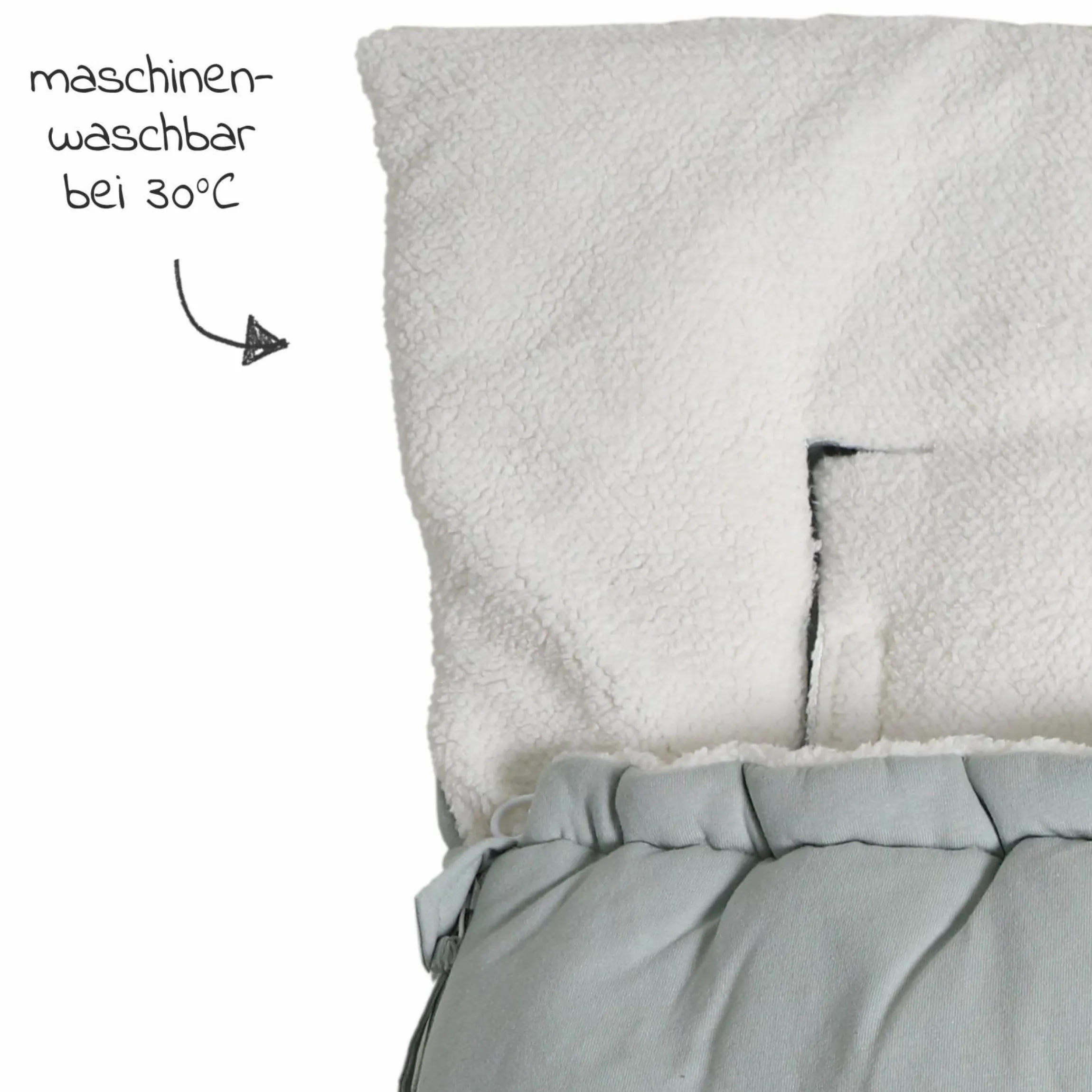 Fleece-Fußsack Jersey Hood für Babyschalen und Babywannen - Slit Green