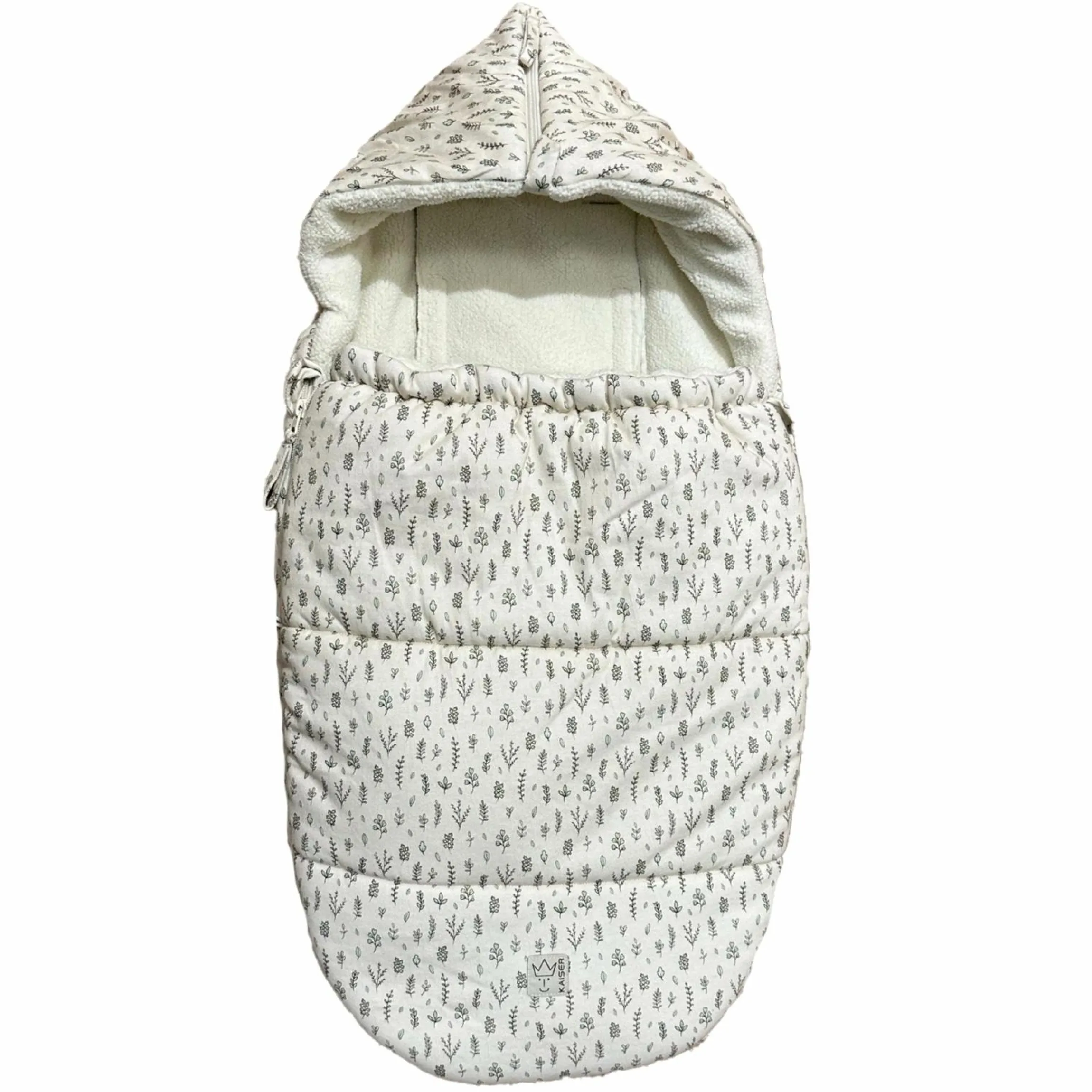 Fleece-Fußsack Jersey Hood für Babyschalen & Babywannen - Leave