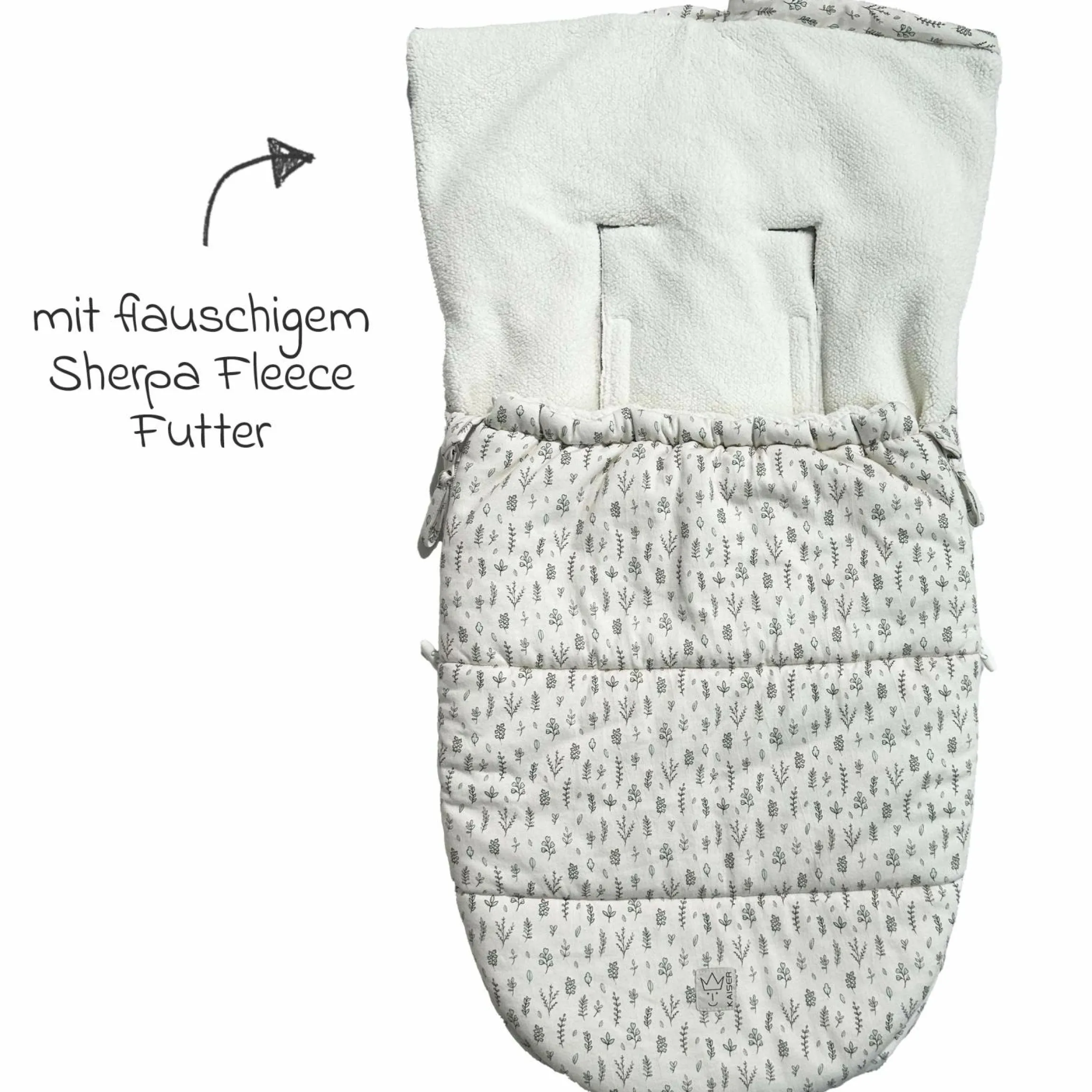 Fleece-Fußsack Jersey Hood für Babyschalen & Babywannen - Leave