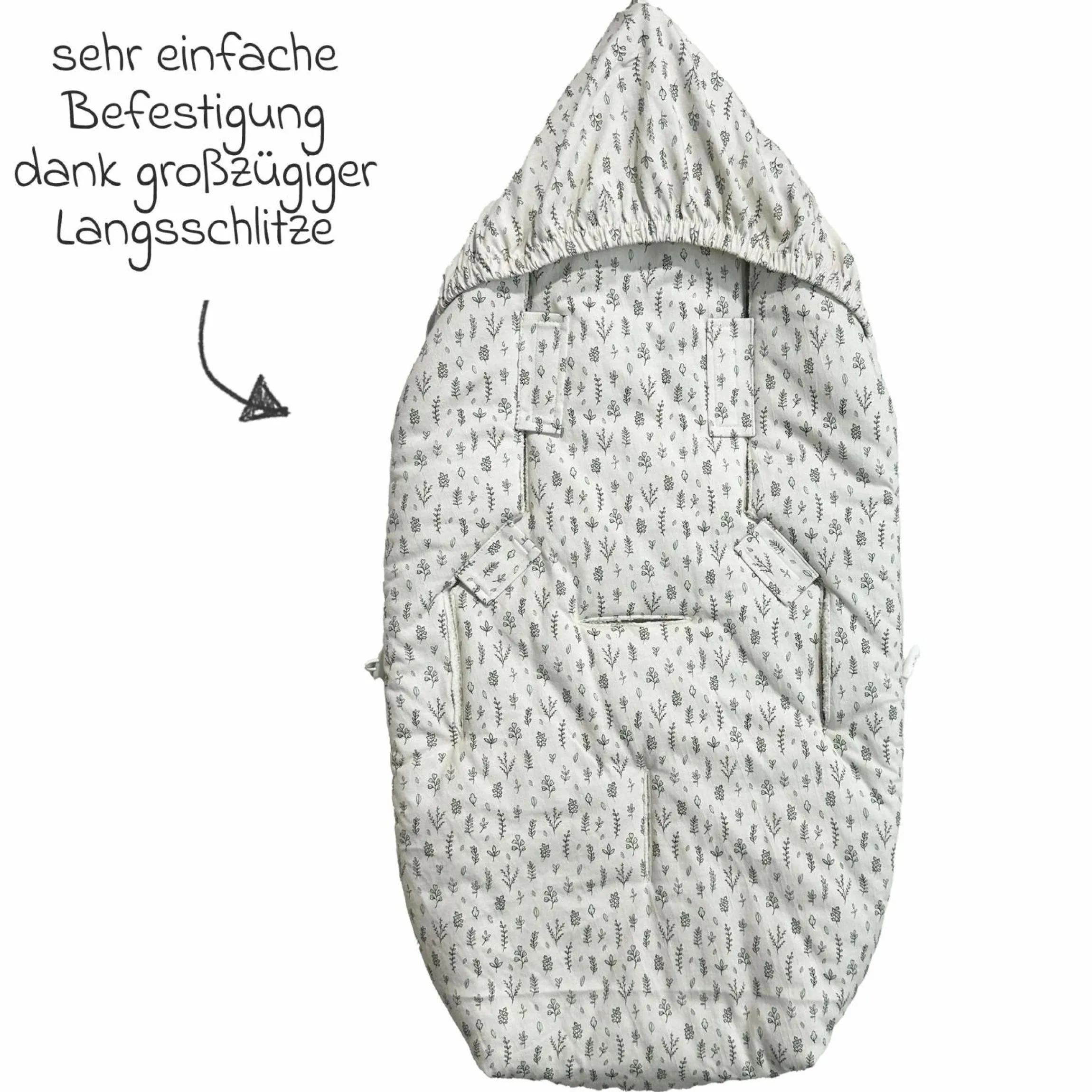 Fleece-Fußsack Jersey Hood für Babyschalen & Babywannen - Leave