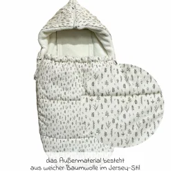 Fleece-Fußsack Jersey Hood für Babyschalen & Babywannen - Leave