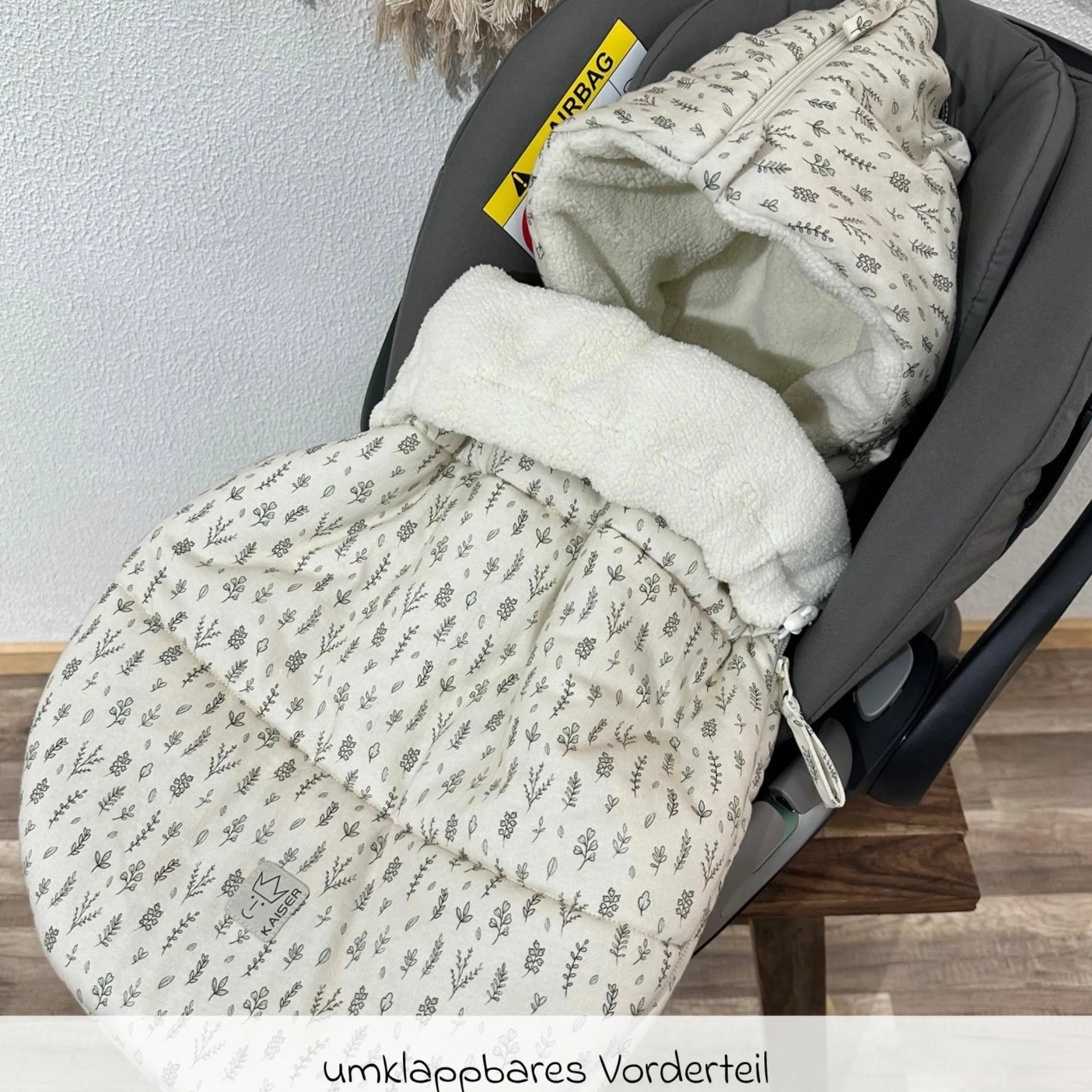 Fleece-Fußsack Jersey Hood für Babyschalen & Babywannen - Leave