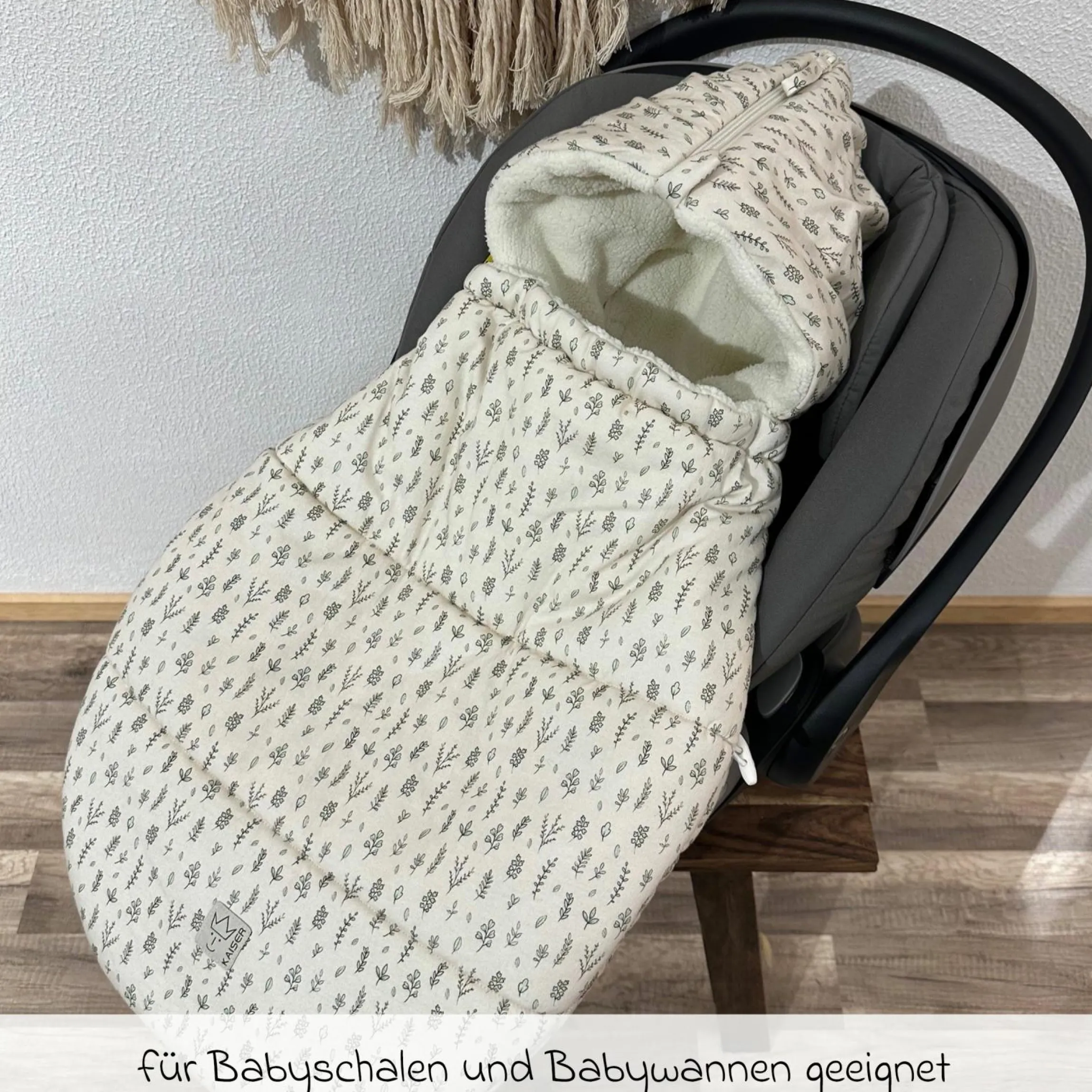 Fleece-Fußsack Jersey Hood für Babyschalen & Babywannen - Leave
