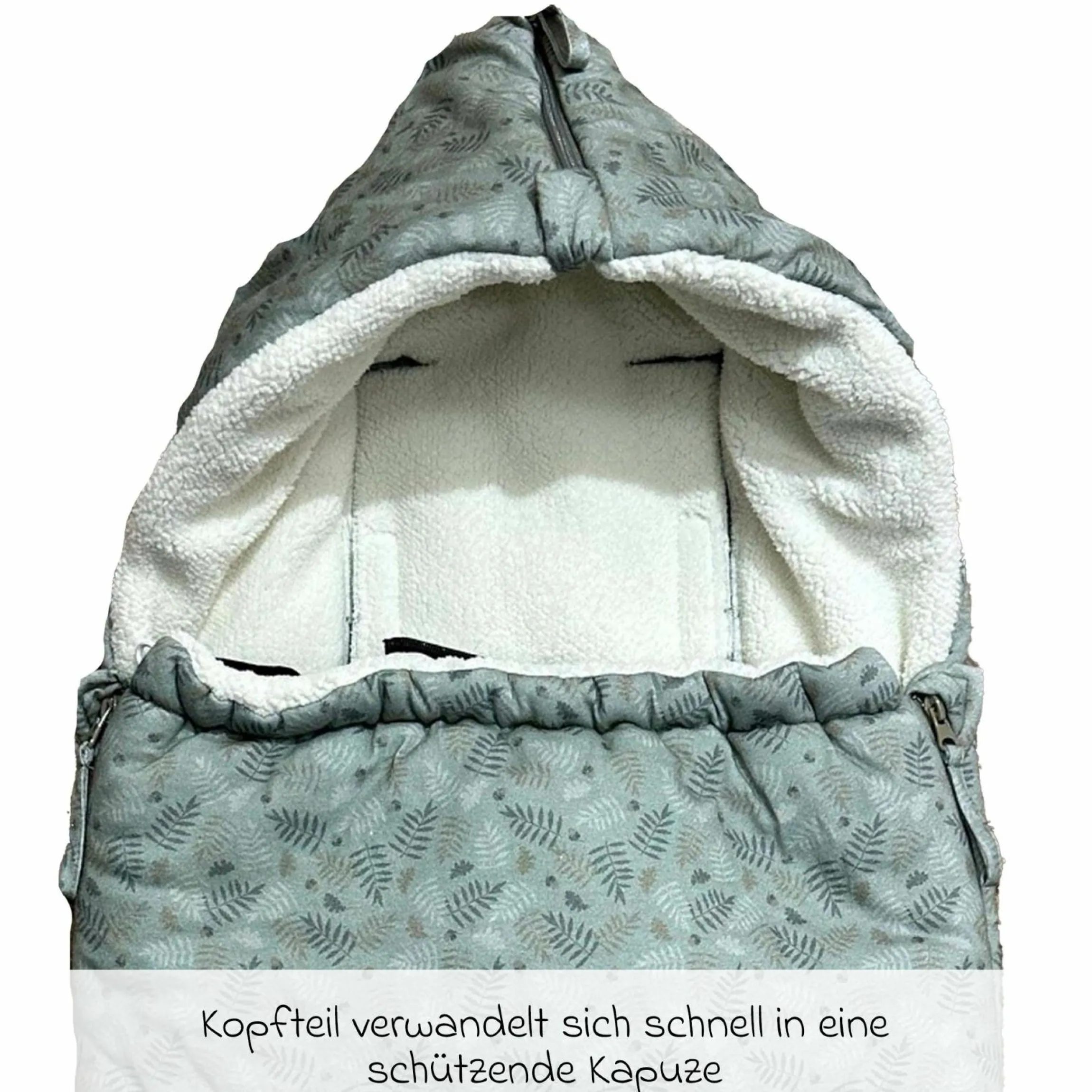 Fleece-Fußsack Jersey Hood für Babyschalen & Babywannen - Forrest Green