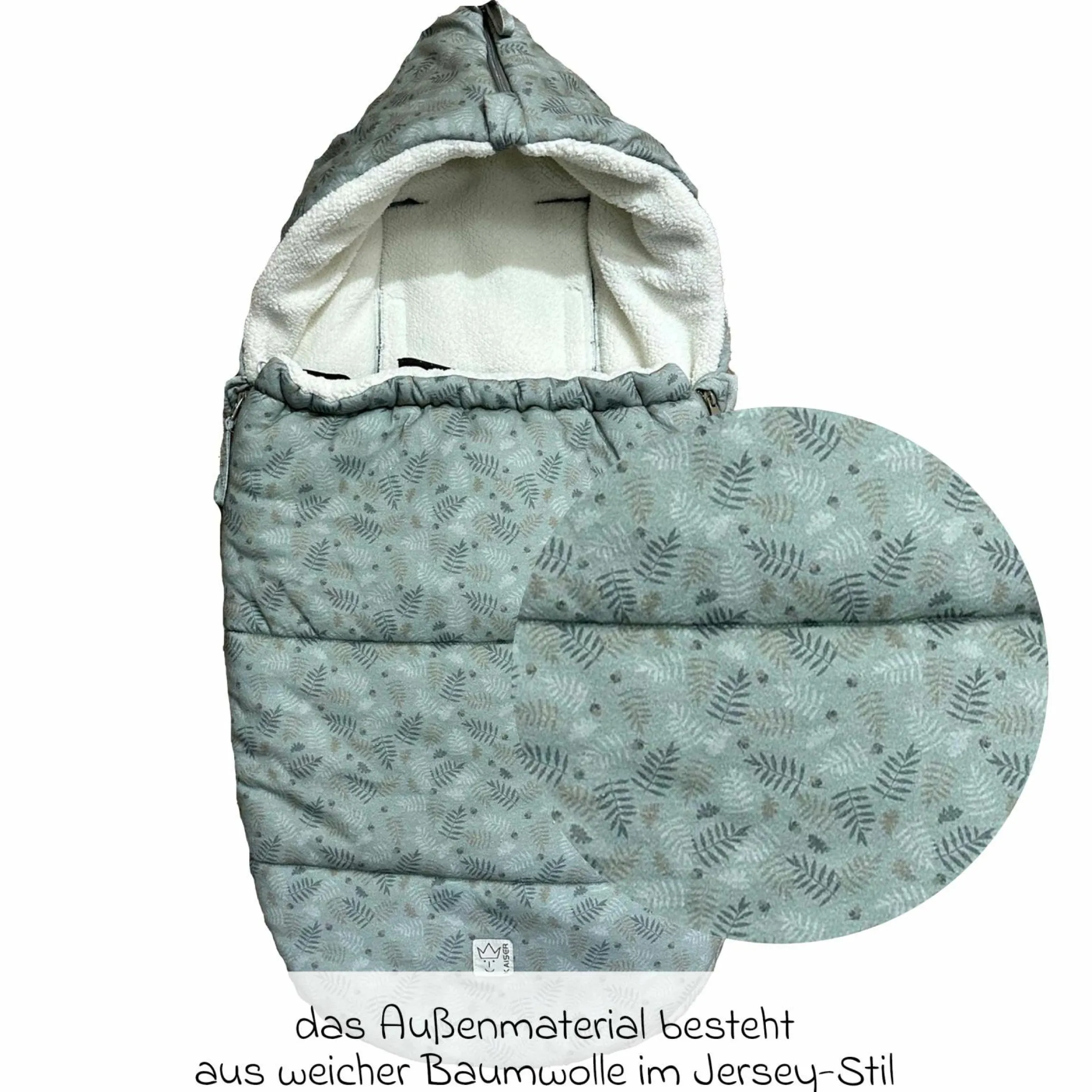 Fleece-Fußsack Jersey Hood für Babyschalen & Babywannen - Forrest Green