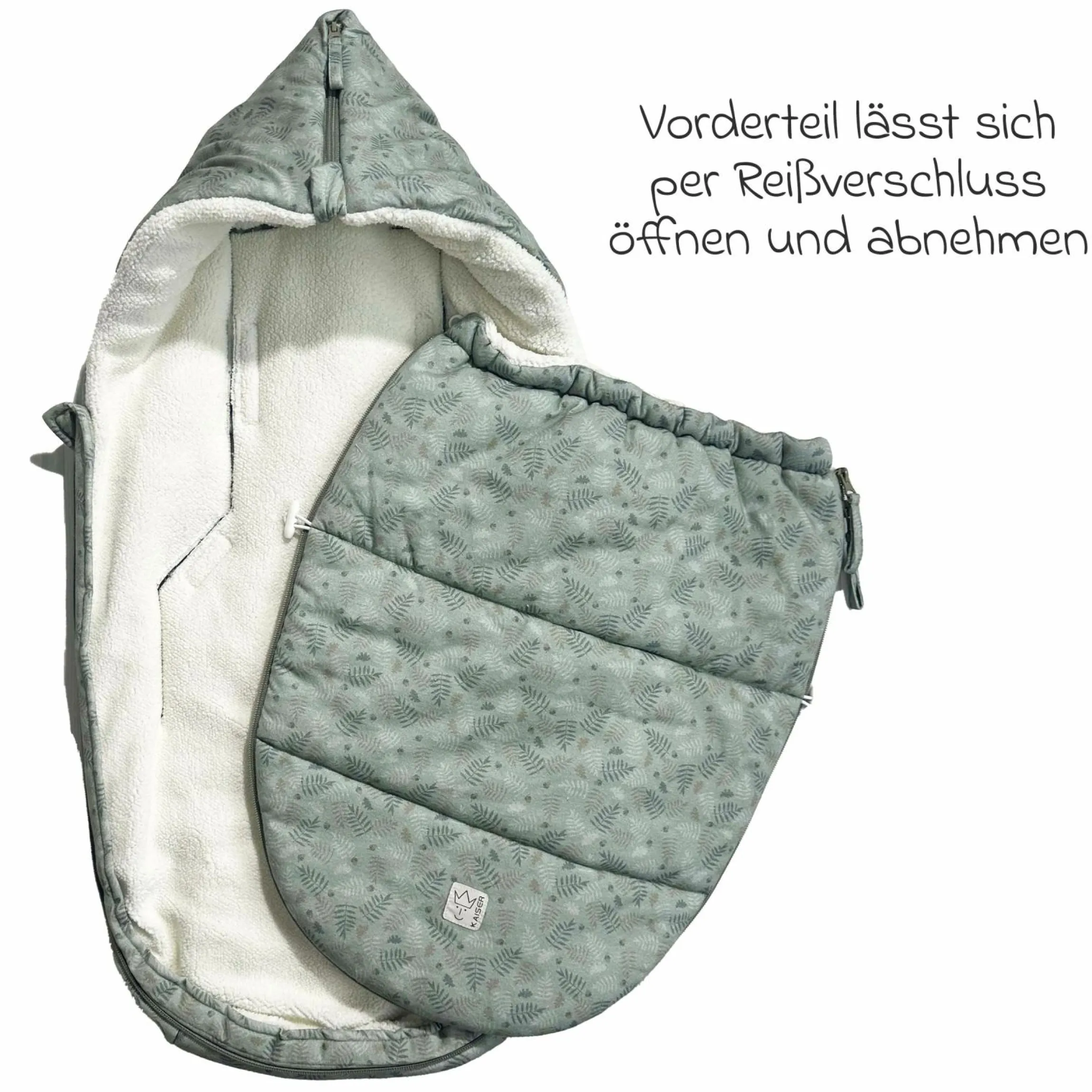 Fleece-Fußsack Jersey Hood für Babyschalen & Babywannen - Forrest Green