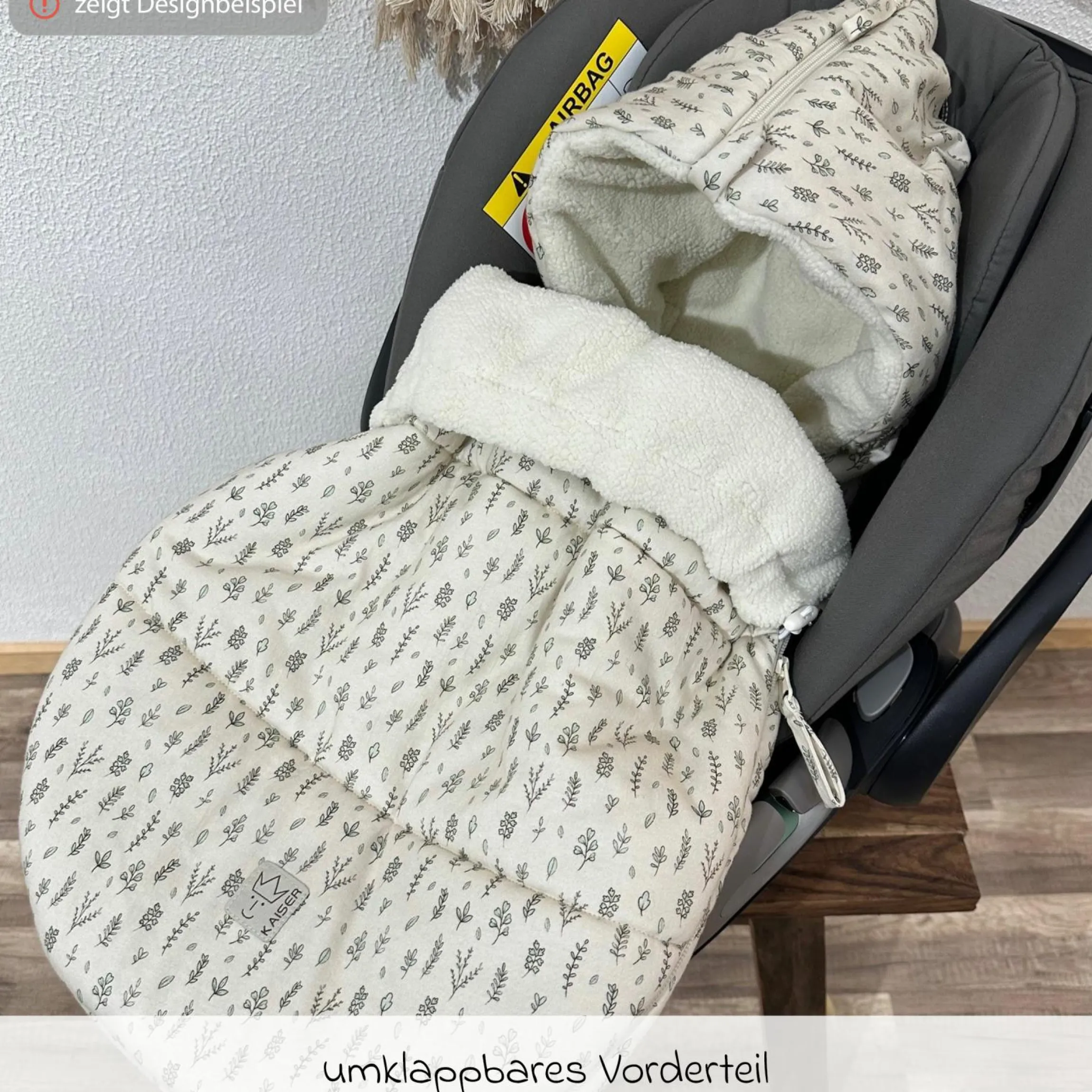 Fleece-Fußsack Jersey Hood für Babyschalen & Babywannen - Forrest Green