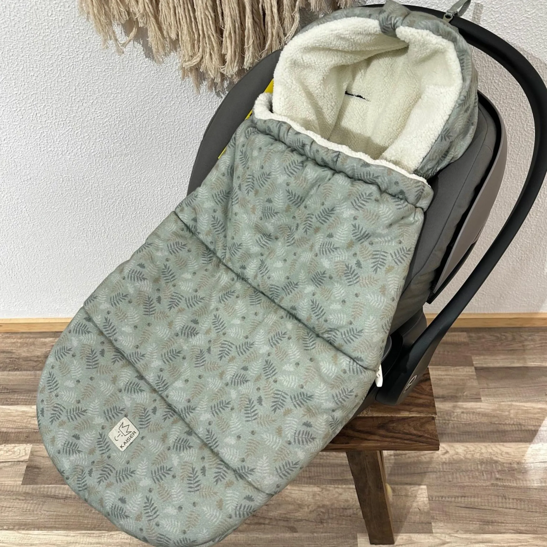 Fleece-Fußsack Jersey Hood für Babyschalen & Babywannen - Forrest Green
