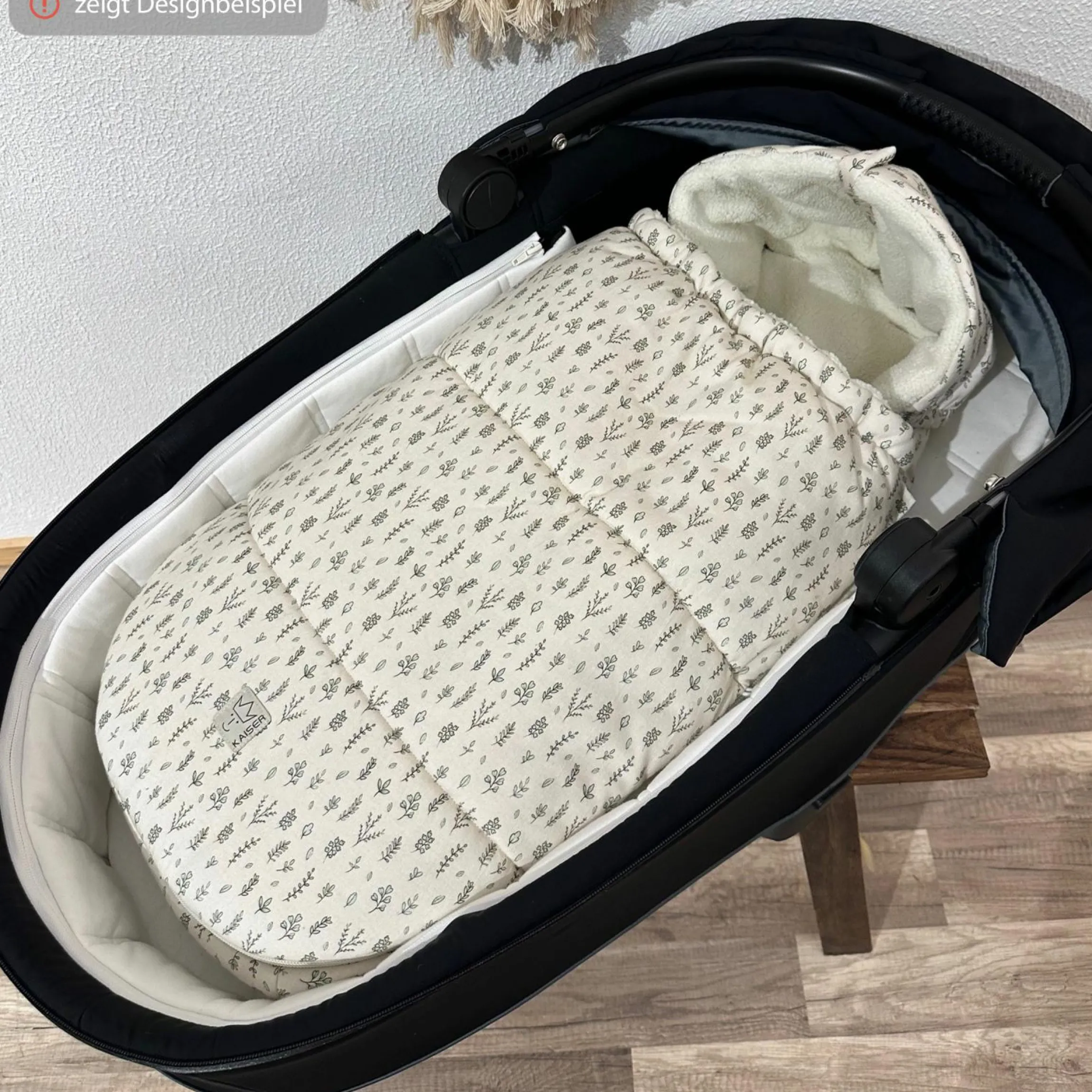 Fleece-Fußsack Jersey Hood für Babyschalen & Babywannen - Forrest Green