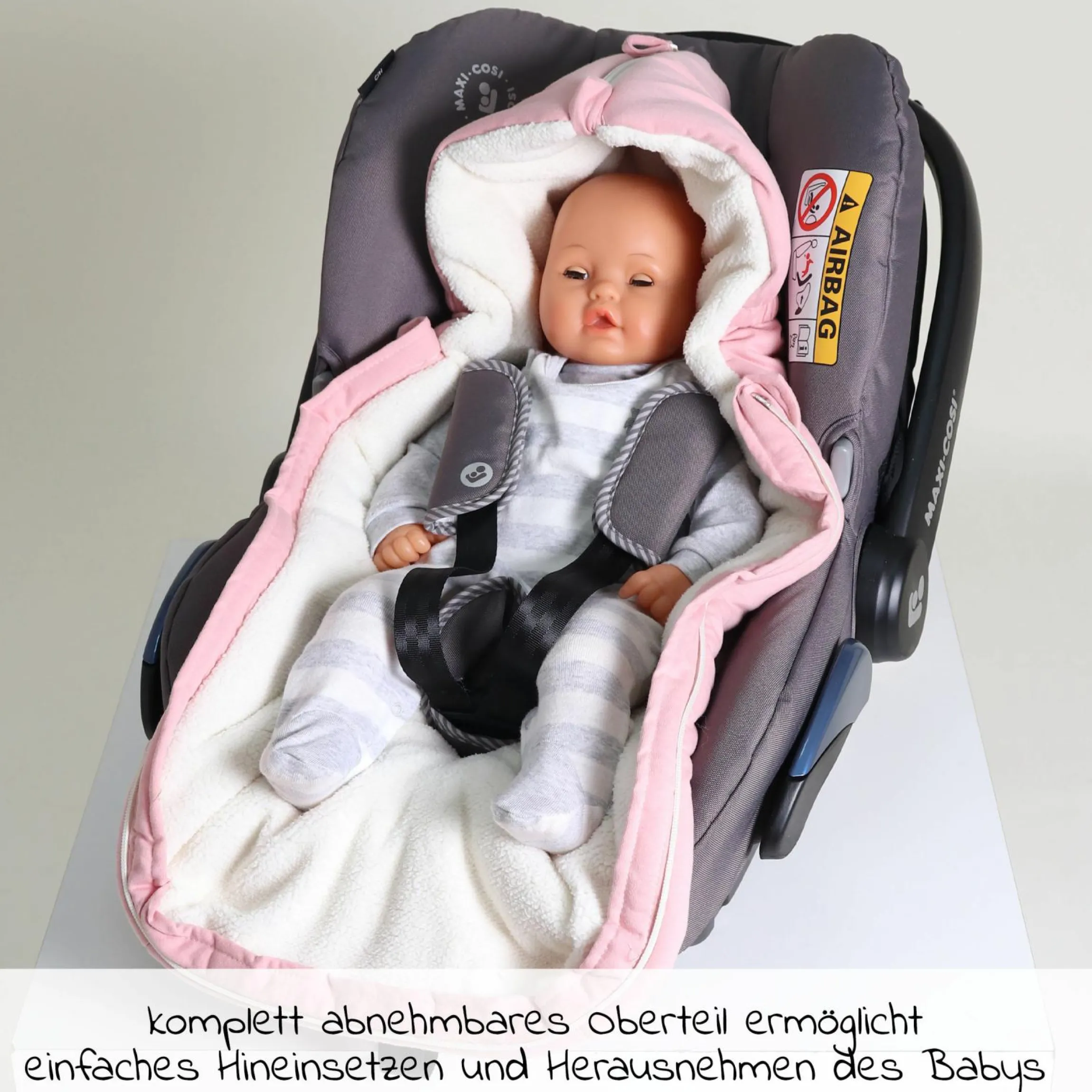 Fleece-Fußsack Jersey Hood für Babyschalen und Babywannen - Birdal Rose