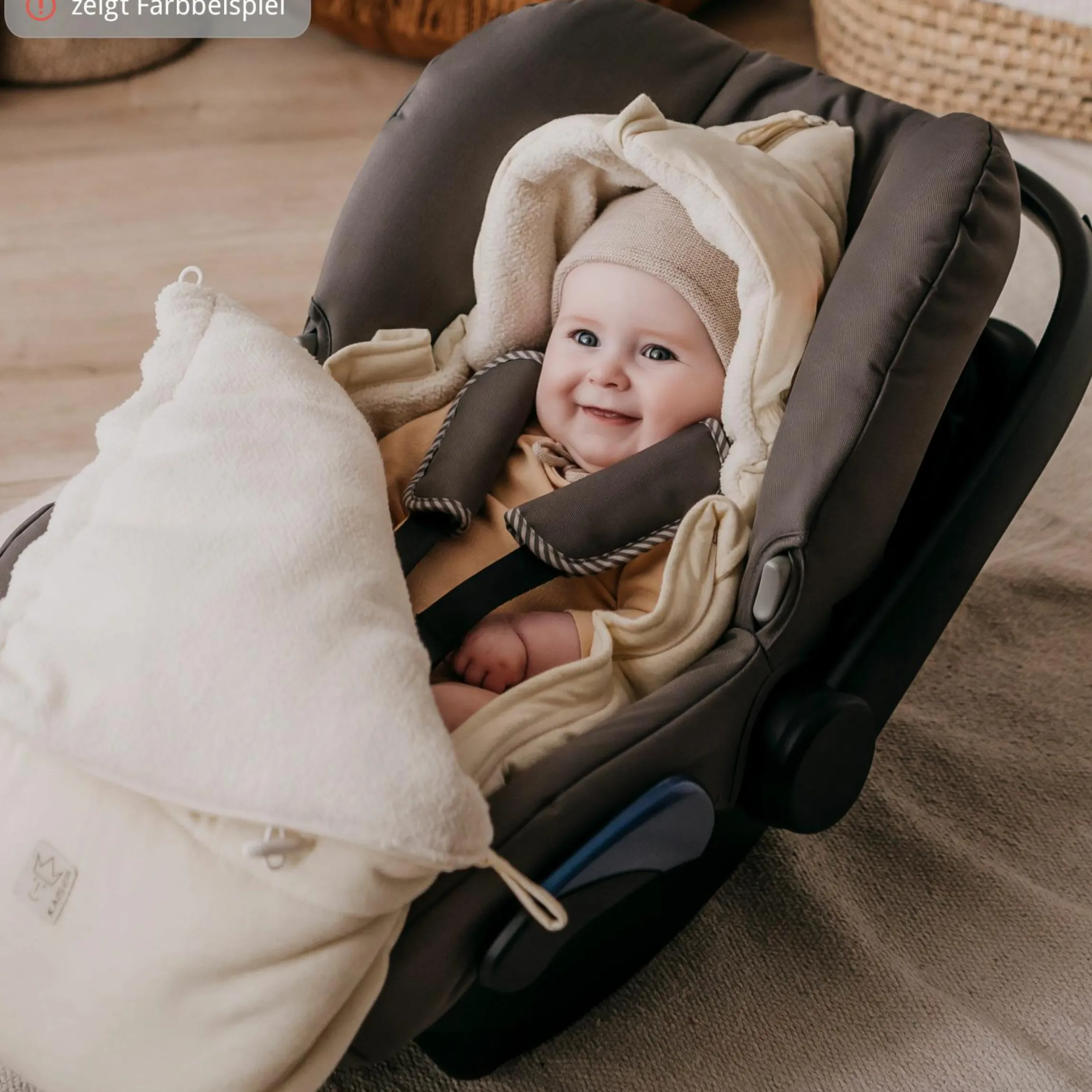 Fleece-Fußsack Jersey Hood für Babyschalen und Babywannen - Birdal Rose