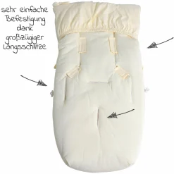 Fleece-Fußsack Jersey Hood für Babyschalen und Babywannen - Vanille Ice