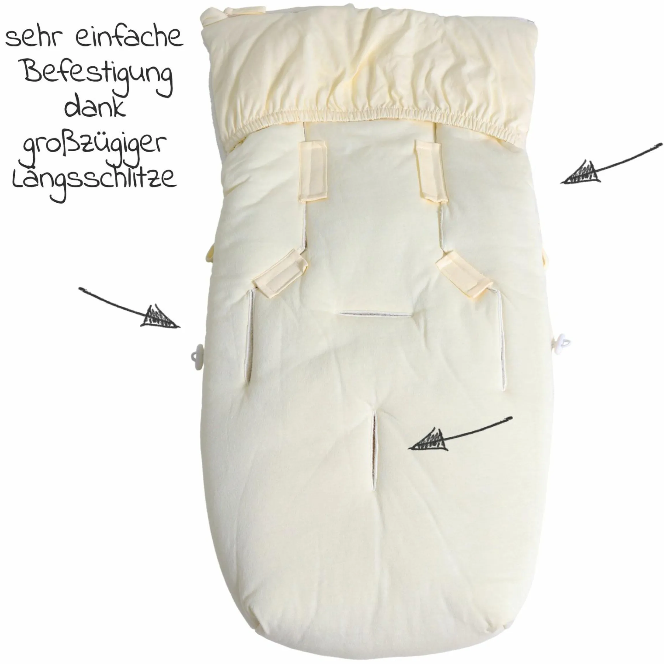 Fleece-Fußsack Jersey Hood für Babyschalen und Babywannen - Vanille Ice