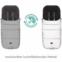 Fleece-Fußsack Kinley Reflect mit reflektierendem Außenmaterial für Buggy, Sport- und Kinderwagen - Silber