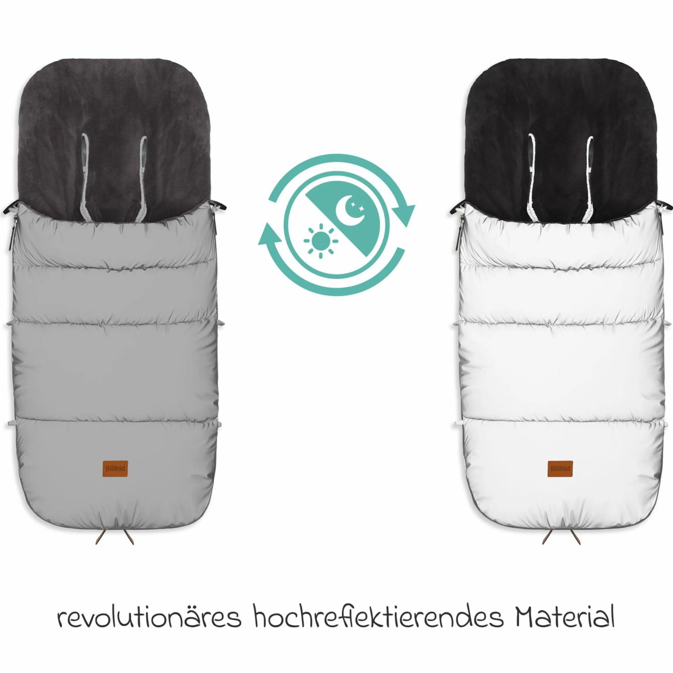 Fleece-Fußsack Kinley Reflect mit reflektierendem Außenmaterial für Buggy, Sport- und Kinderwagen - Silber