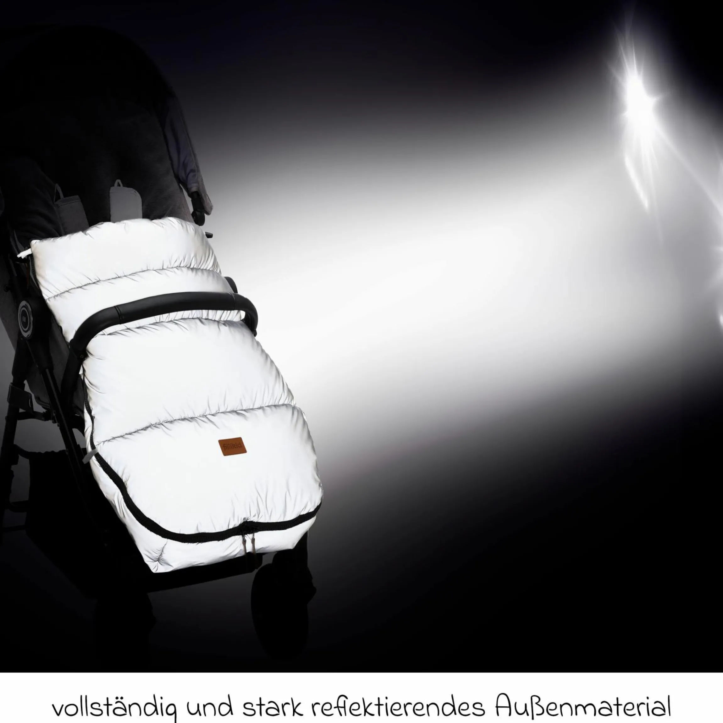 Fleece-Fußsack Kinley Reflect mit reflektierendem Außenmaterial für Buggy, Sport- und Kinderwagen - Silber