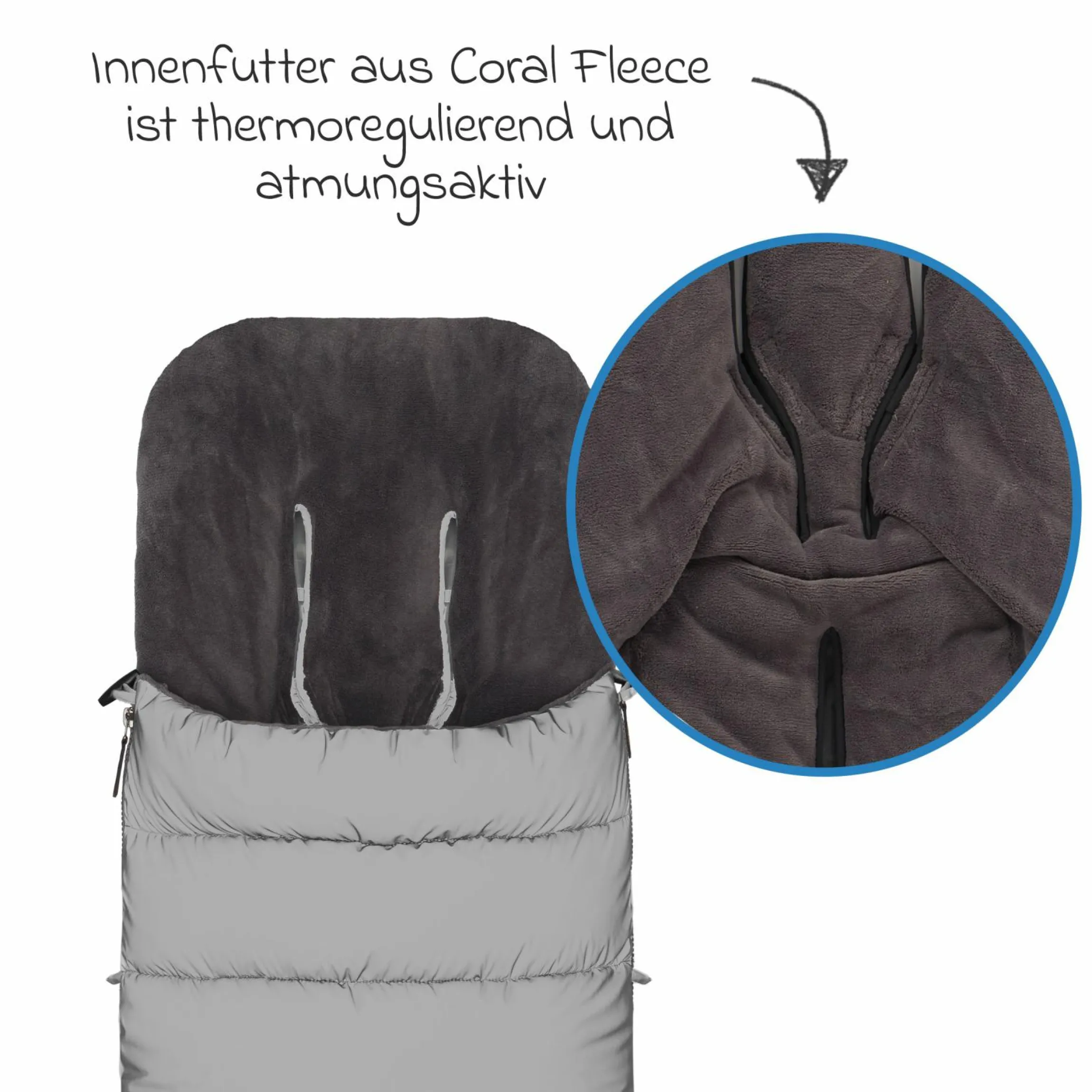 Fleece-Fußsack Kinley Reflect mit reflektierendem Außenmaterial für Buggy, Sport- und Kinderwagen - Silber