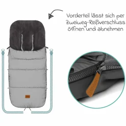 Fleece-Fußsack Kinley Reflect mit reflektierendem Außenmaterial für Buggy, Sport- und Kinderwagen - Silber