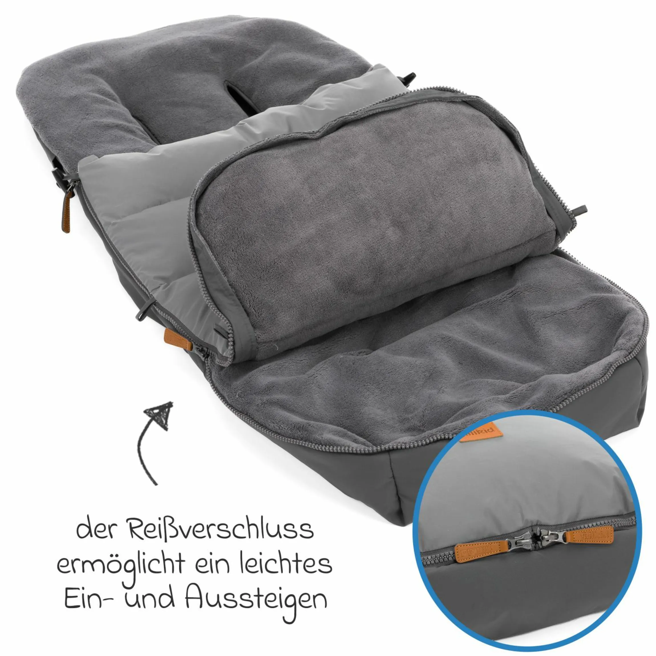 Fleece-Fußsack Kinley Reflect mit reflektierendem Außenmaterial für Buggy, Sport- und Kinderwagen - Silber