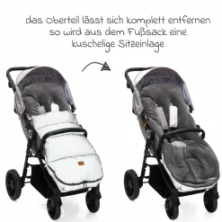 Fleece-Fußsack Kinley Reflect mit reflektierendem Außenmaterial für Buggy, Sport- und Kinderwagen - Silber