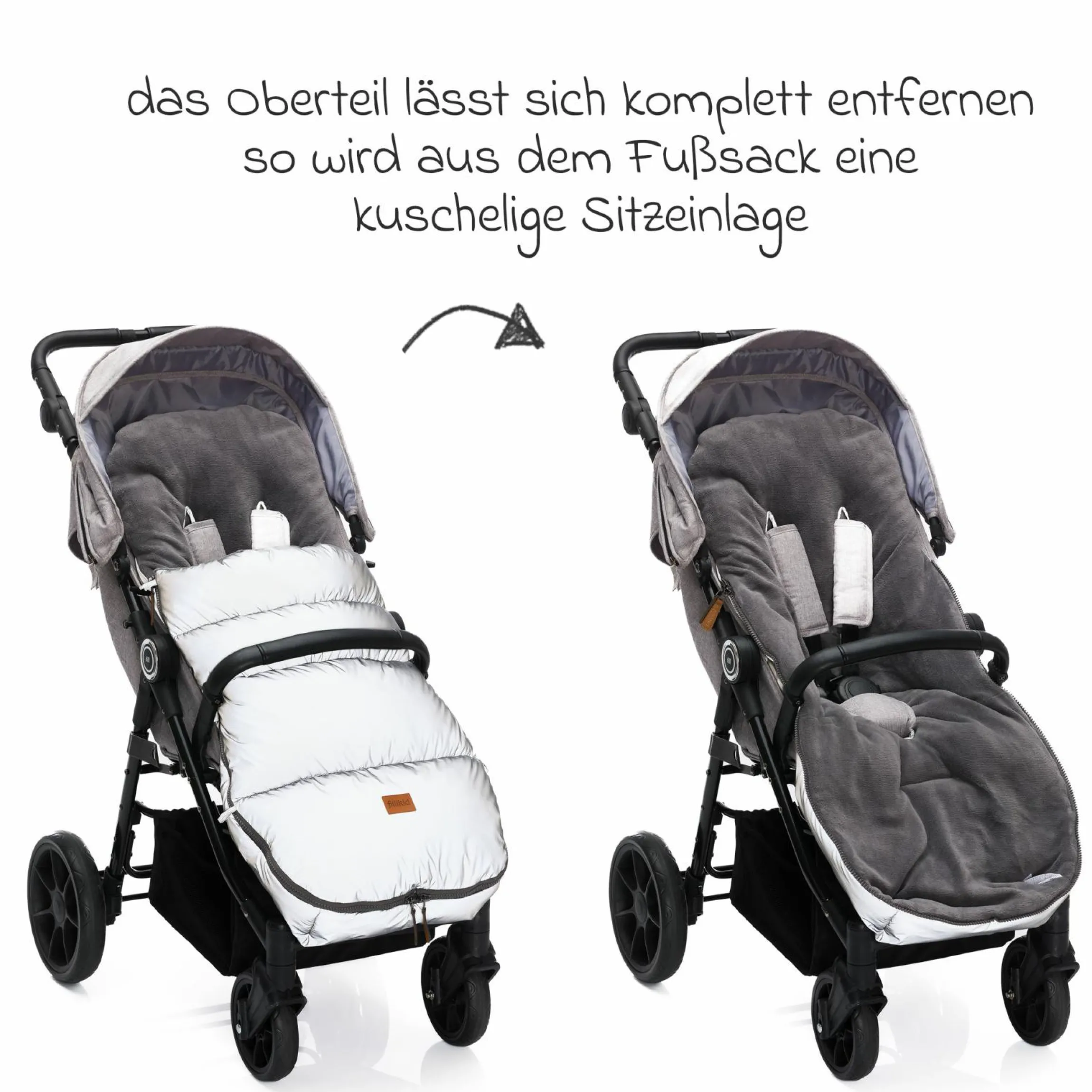 Fleece-Fußsack Kinley Reflect mit reflektierendem Außenmaterial für Buggy, Sport- und Kinderwagen - Silber
