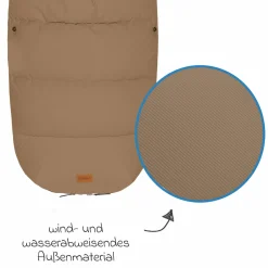 Fleece-Fußsack Manaslu mit Fellkragen für Buggy, Sport- und Kinderwagen - Toffee
