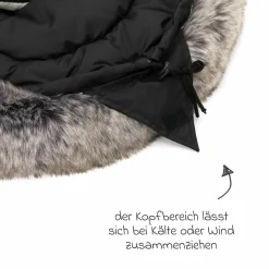 Fleece-Fußsack mit Fellkragen Lhotse für Babyschalen und Babywannen - Schwarz