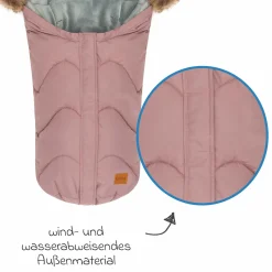 Fleece-Fußsack mit Fellkragen Lhotse für Babyschalen und Babywannen - Rosa