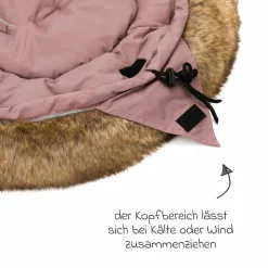 Fleece-Fußsack mit Fellkragen Lhotse für Babyschalen und Babywannen - Rosa