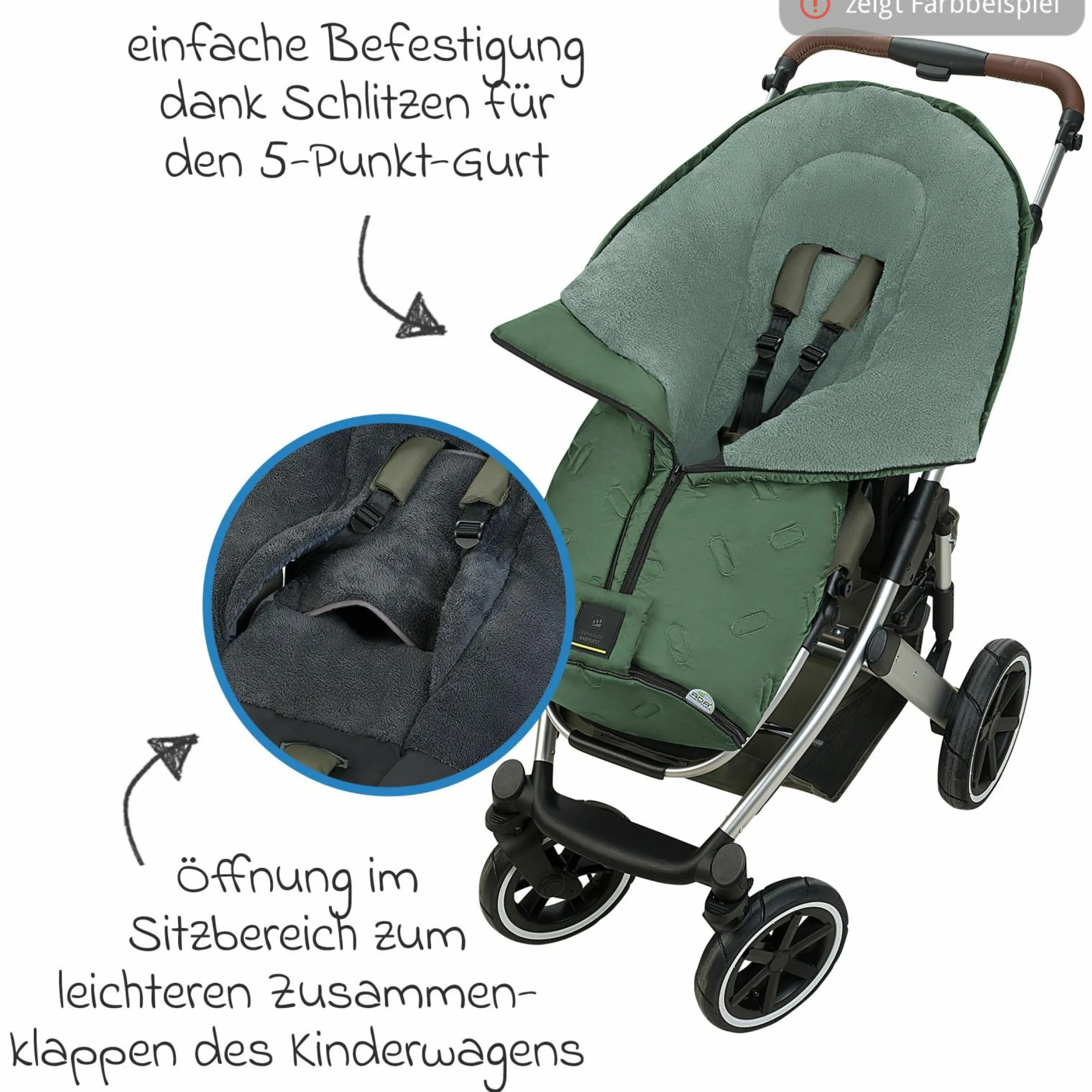 Fleece-Fußsack Oskar für Buggy, Sport- und Kinderwagen - Steel Green