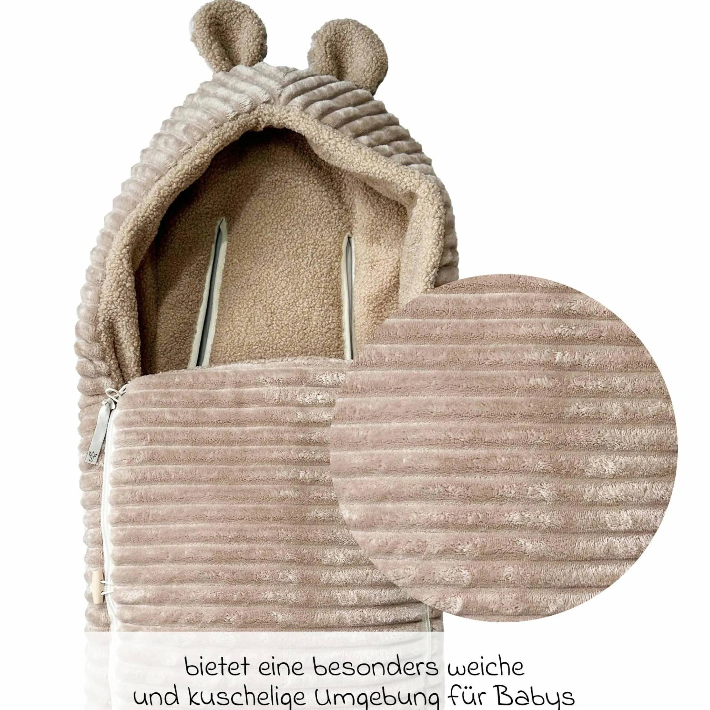 Fleece-Fußsack Plushy für Babyschalen & Babywannen - Cuban Sand