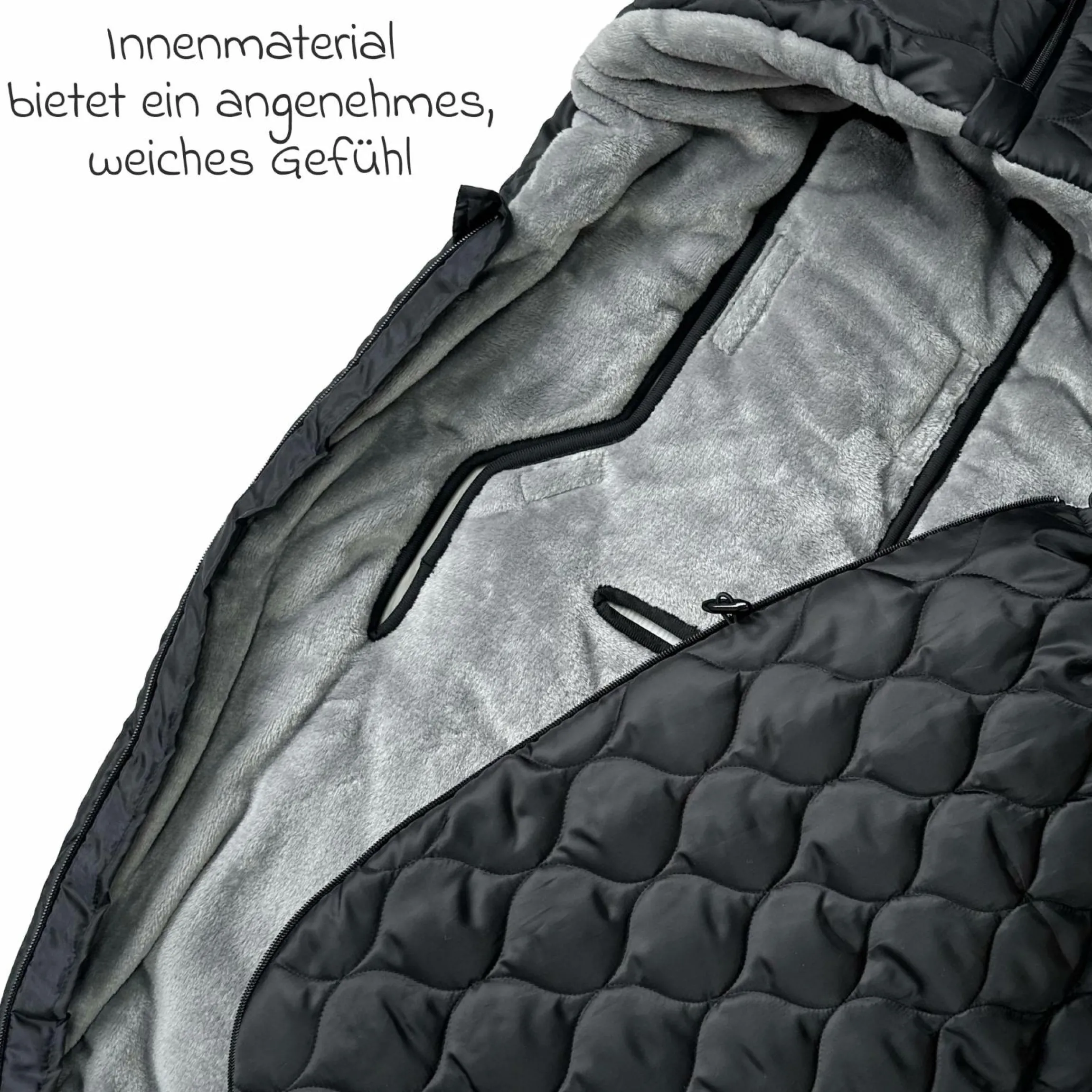 Fleece-Fußsack Recy XL aus 100% recyceltes Polyester für Kinderwagen & Buggy - Black Grey