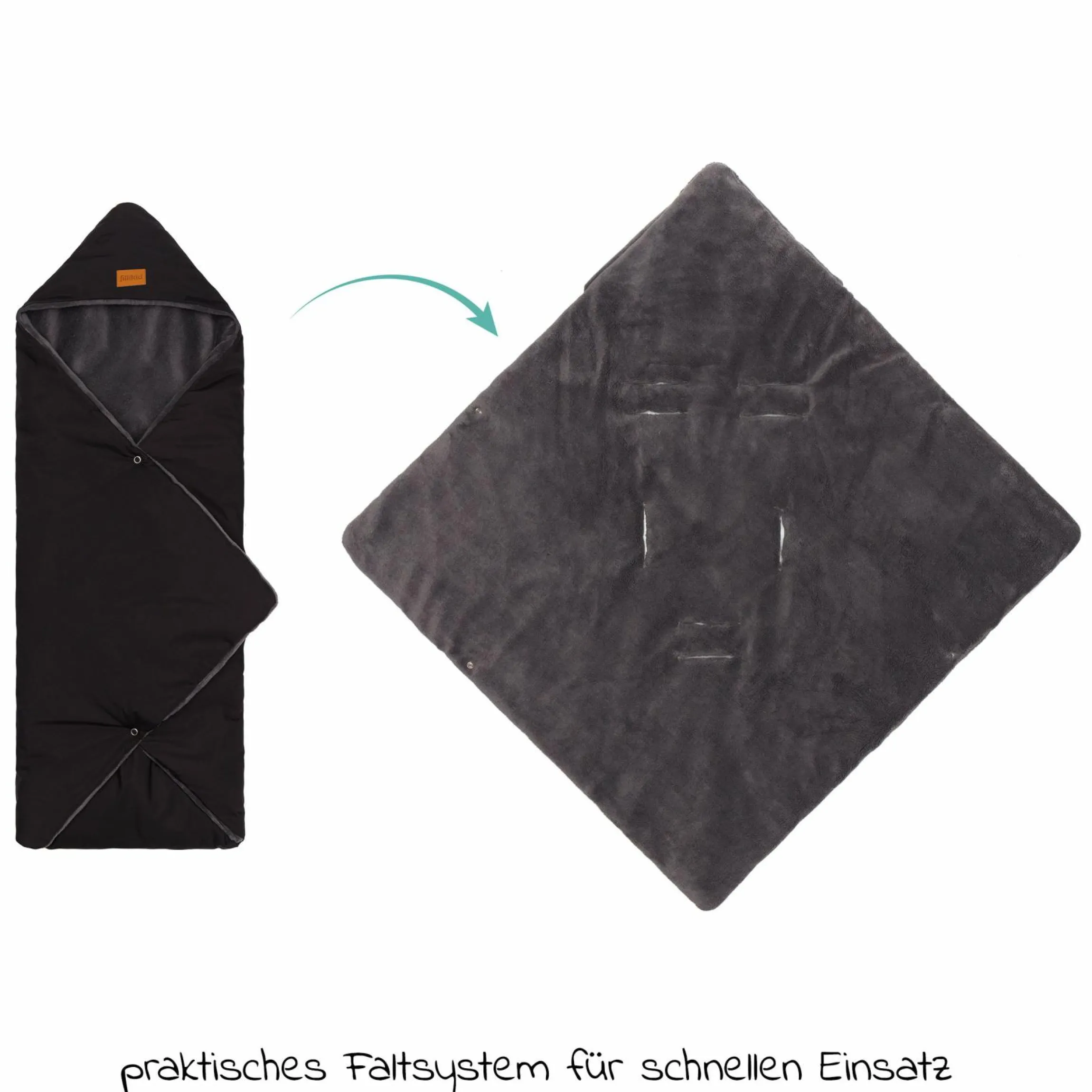Fleece-Fußsack Tanaga für Babyschale und Babywanne - Schwarz