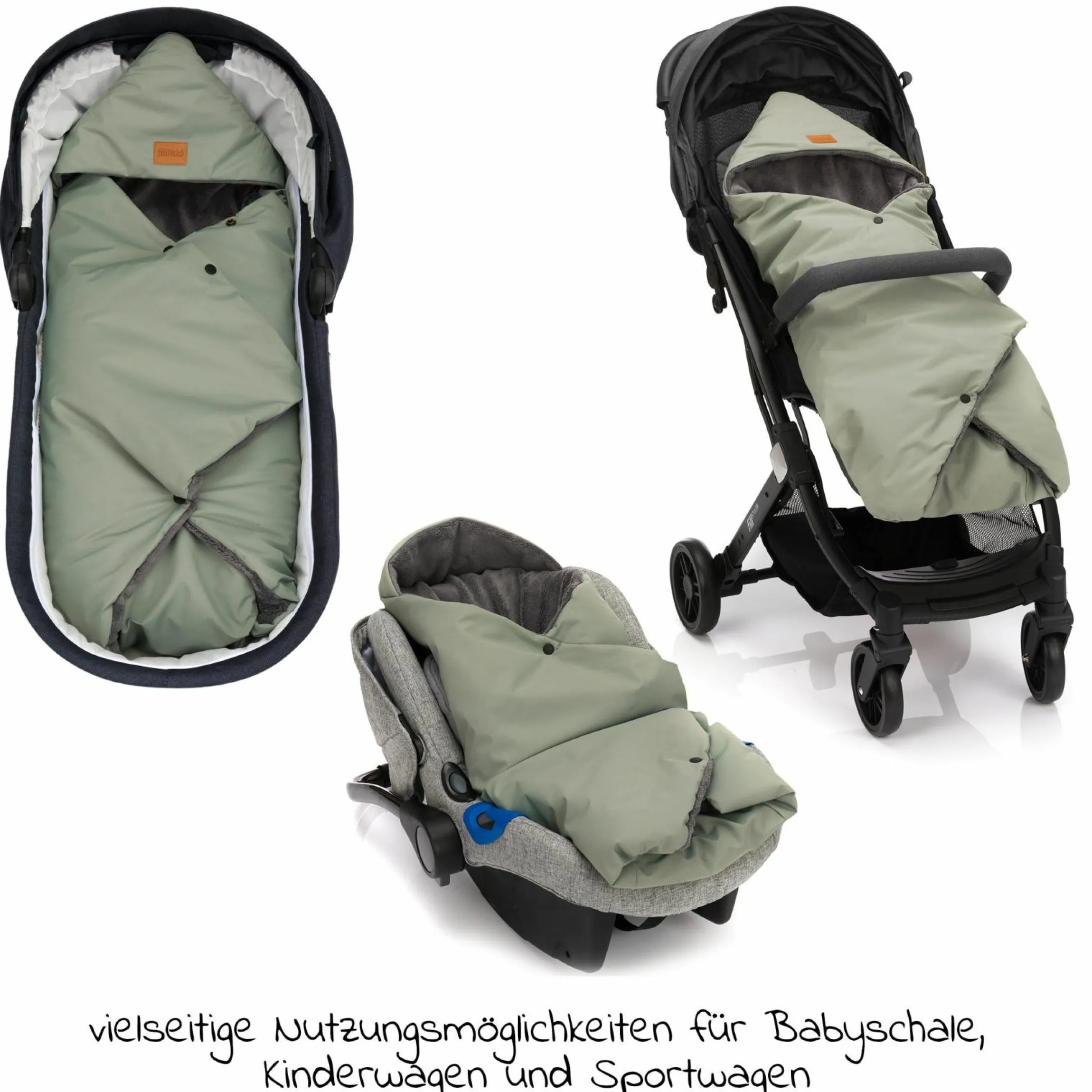 Fleece-Fußsack Tanaga für Babyschale und Babywanne - Salbei