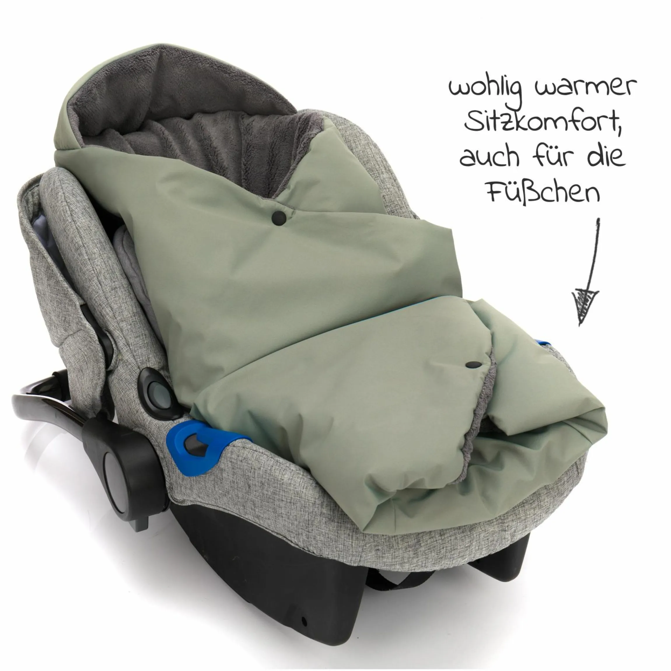 Fleece-Fußsack Tanaga für Babyschale und Babywanne - Salbei