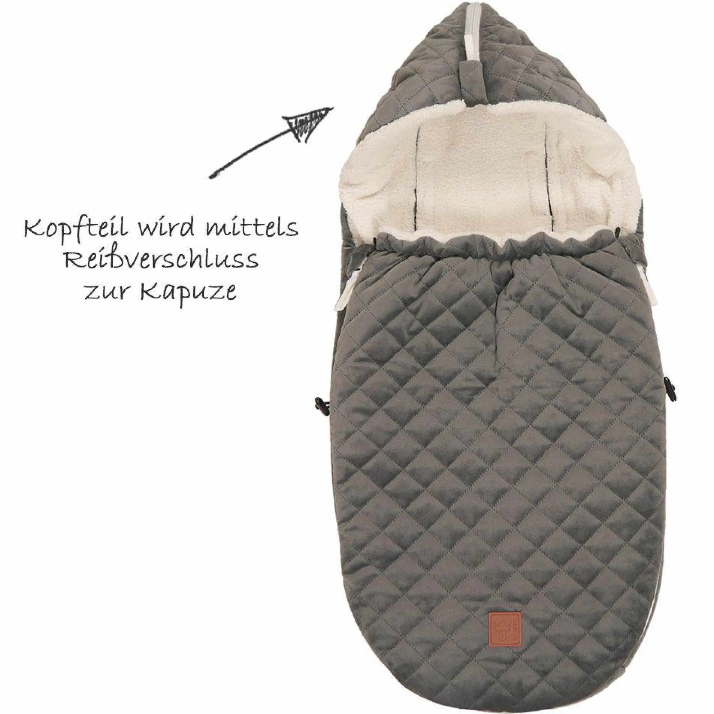 Fleece-Fußsack Velvet Hoody für Babyschale und Babywannen - Grey