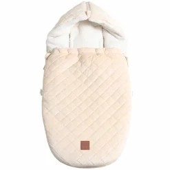 Fleece-Fußsack Velvet Hoody für Babyschale und Babywanne - Beige
