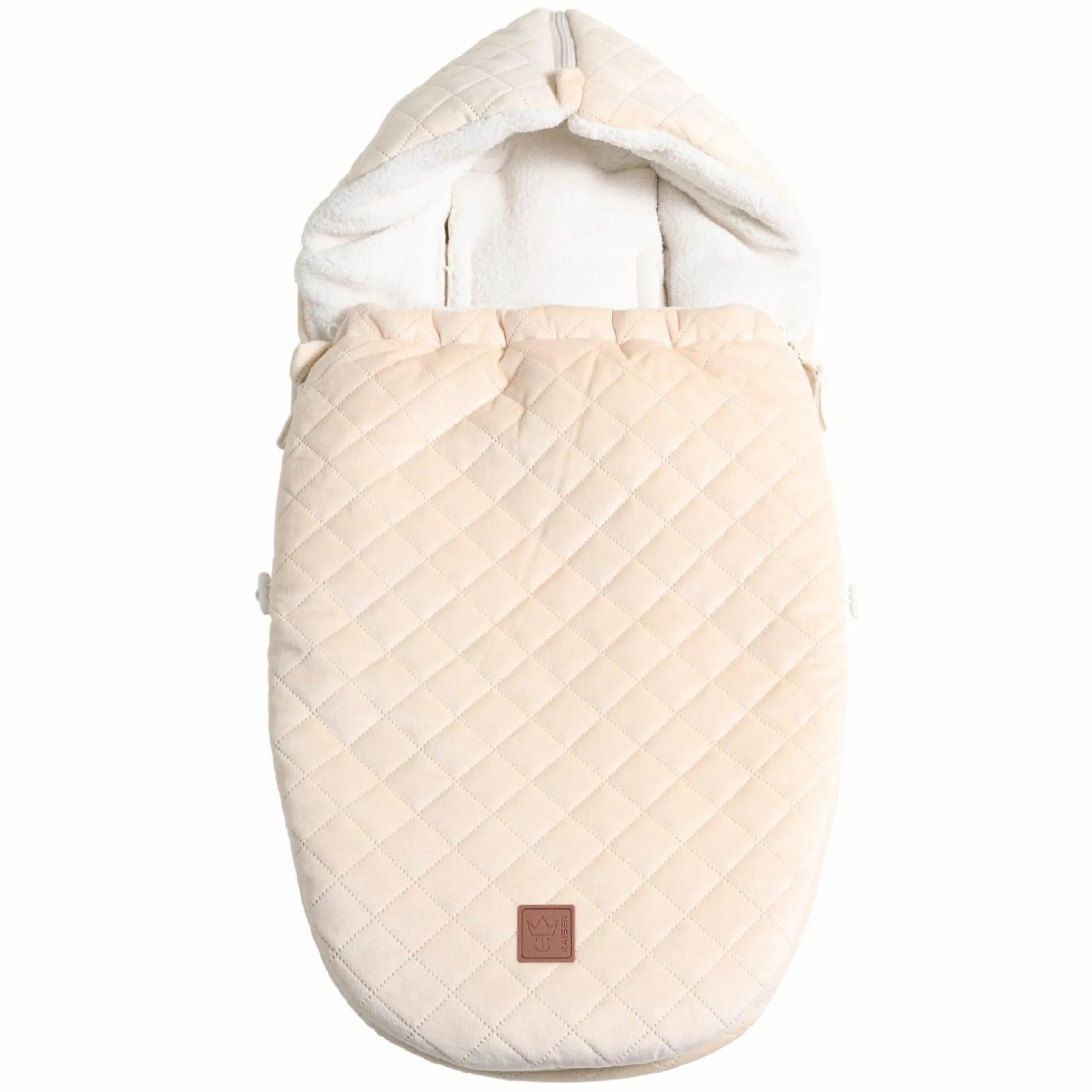 Fleece-Fußsack Velvet Hoody für Babyschale und Babywanne - Beige