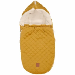 Fleece-Fußsack Velvet Hoody für Babyschale und Babywanne - Mustard